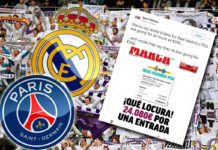 Real madrid-PSG les tickets à plus de 15 millions