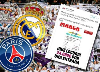 Real madrid-PSG les tickets à plus de 15 millions